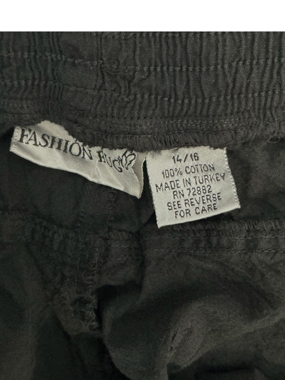 Fashion Bug Black Pants 100% Cotton Pocket Elastic Waist 29” Inseam Plus 14/16 - Picture 7 of 14